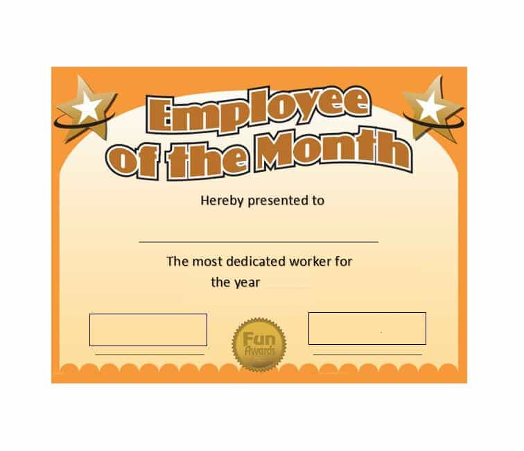 Employee Of The Month Certificate Templates (3) - Templates Example inside Best Community Service Certificate Template  Ideas