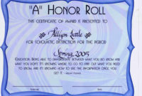 Explore Our Sample Of Honor Roll Certificate Template Free In 2020 within Editable Honor Roll Certificate Templates