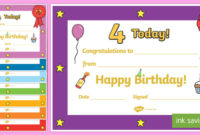 ? Editable Birthday Certificates (Age 4) (Teacher Made) for Fantastic Editable Certificate Social Studies