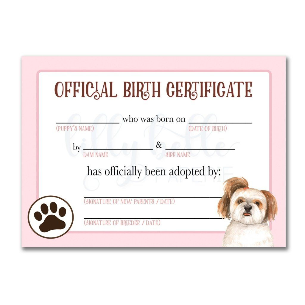 Fillable Printable Puppy Birth Certificate ~ News Word for Fillable Birth Certificate Template