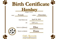 Fillable Printable Puppy Birth Certificate ~ News Word with regard to Amazing Cute Birth Certificate Template