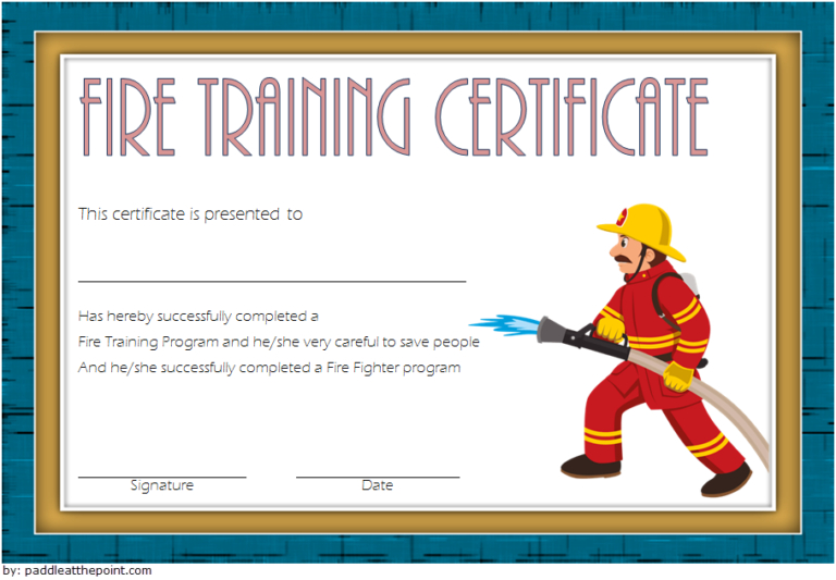 Firefighter Training Certificate Template 3 | Paddle Certificate inside Fire Extinguisher Training Certificate Template