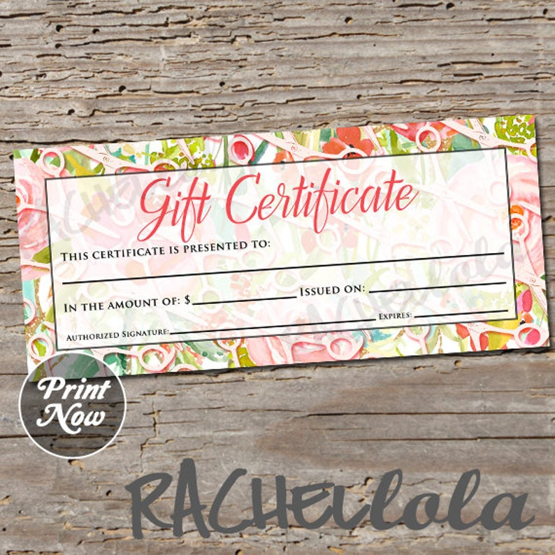 Floral Hair Salon Printable Gift Certificate Template Spring | Etsy regarding Professional Salon Gift Certificate
