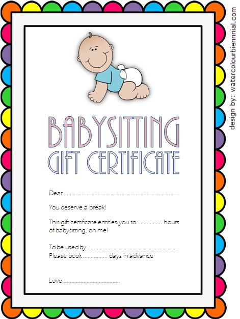 Free 7 Babysitting Gift Certificate Template Ideas For Throughout First for Babysitting Gift Certificate Template