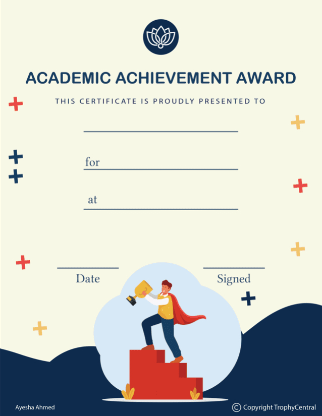Free Academic Achievement Award Certificate Template | Trophycentral within Academic Achievement Certificate Template