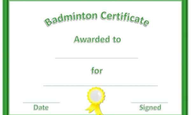 Free Badminton Certificate Template Customize Online Intended For regarding Fresh Badminton Achievement Certificate Templates