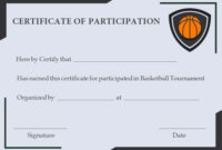 Free Basketball Participation Certificate | Free Basketball throughout Simple 10  Printable Softball Certificate Templates