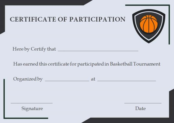 Free Basketball Participation Certificate | Free Basketball throughout Simple 10  Printable Softball Certificate Templates