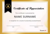 Free Certificate Of Appreciation Templates For Word - Calep For with Downloadable Certificate Of Recognition Templates