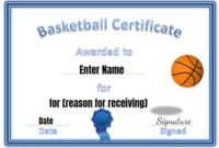 Free Editable &amp;amp; Printable Basketball Certificate Templates regarding Basketball Achievement Certificate Templates