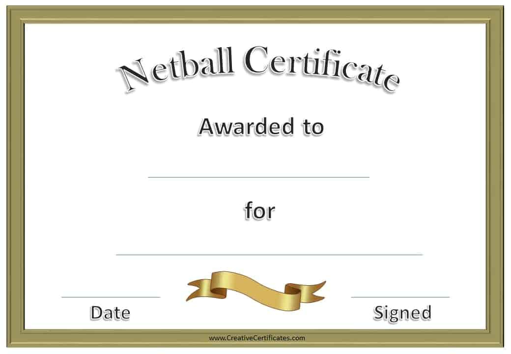 Free Netball Certificates with Netball Participation Certificate Editable Templates
