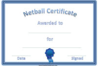 Free Netball Certificates with regard to Netball Participation Certificate Editable Templates