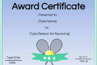 Free Tennis Certificates | Edit Online And Print At Home pertaining to Tennis Achievement Certificate Templates