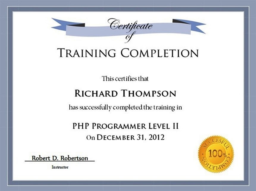Free Training Completion Certificate Templates | Best Templates Ideas for Fascinating Training Course Certificate Templates