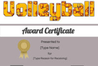 Free Volleyball Certificate | Edit Online And Print At Home With Regard throughout Fascinating Volleyball Certificate Templates