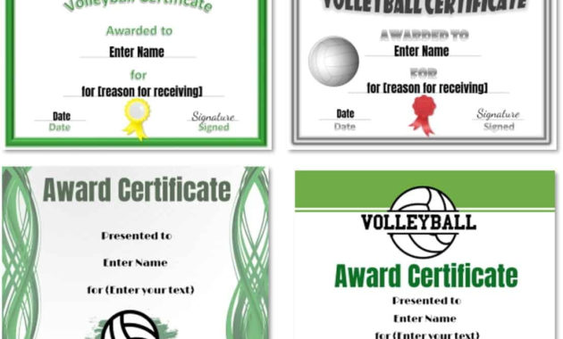 Free Volleyball Certificate Templates - Customize Online intended for Awesome Most Improved Player Certificate Template