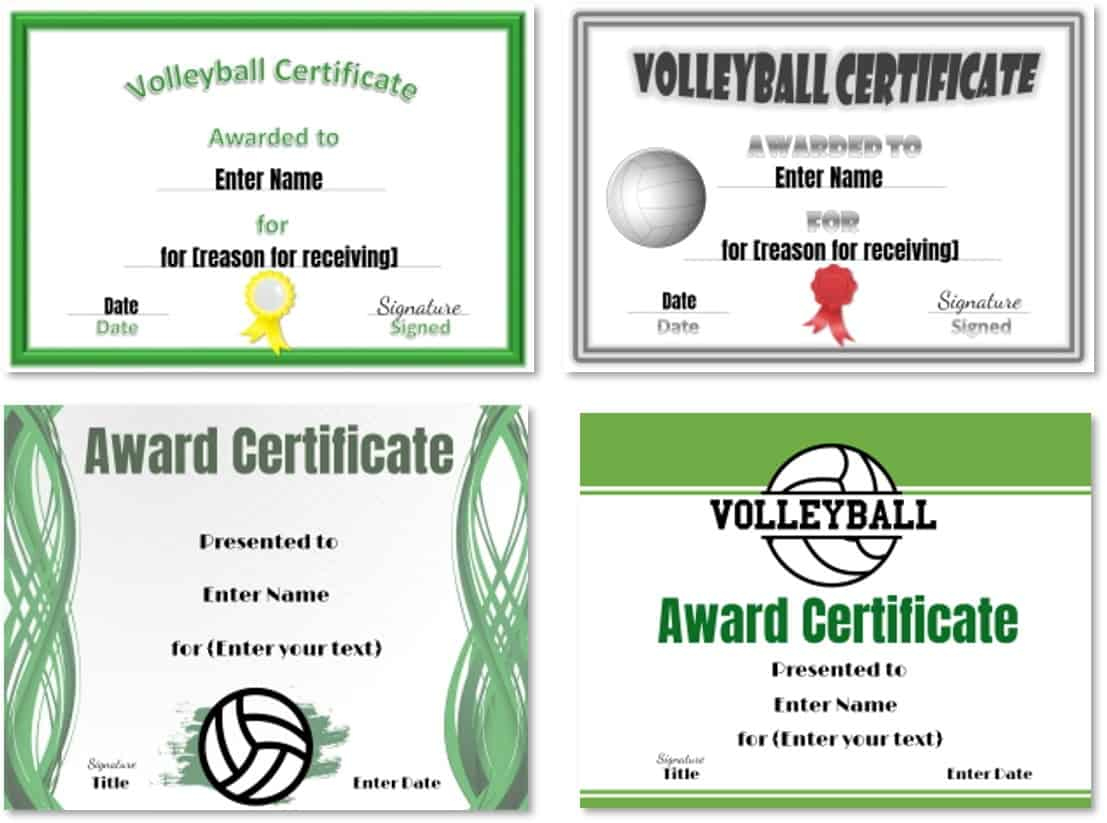 Free Volleyball Certificate Templates – Customize Online intended for ...