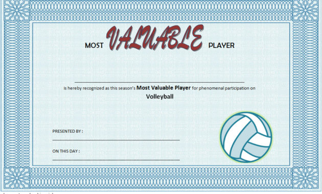 Free Volleyball Certificate Templates ~ Sample Certificate with regard to New Volleyball Award Certificate Template