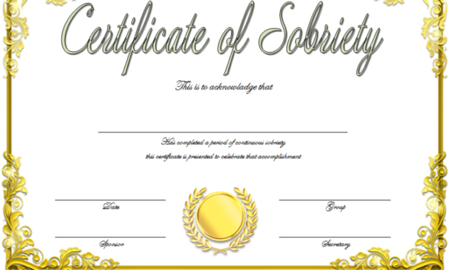Fresh Certificate Of Sobriety Template Free regarding Sobriety Certificate Template 10 Fresh Ideas