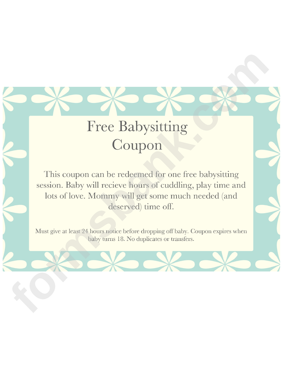 Gift Certificate For Babysitting Templates / Free 19 Sample Printable with regard to Babysitting Certificate Template