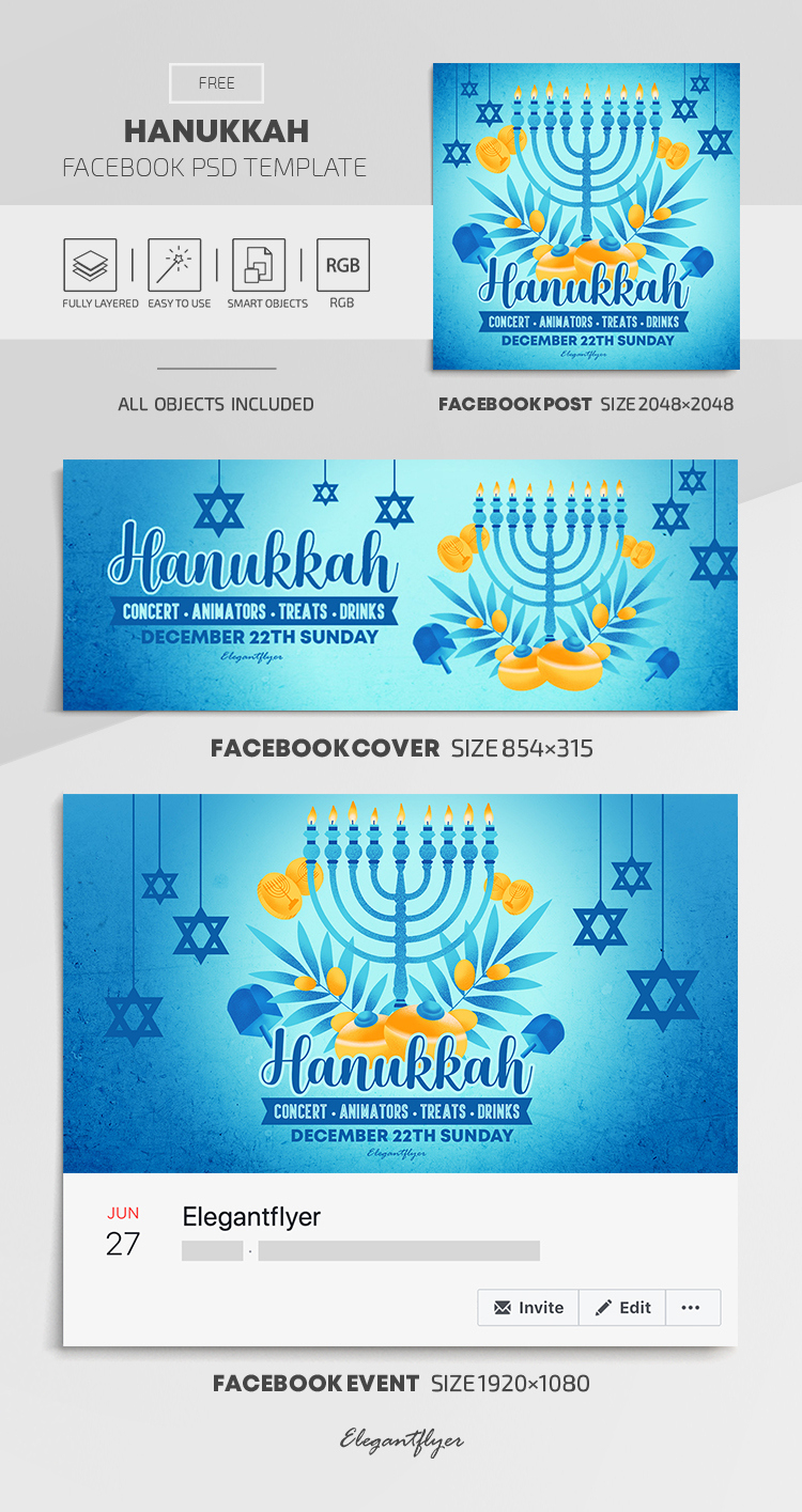 Hanukkah - Free Facebook Cover Template In Psd + Post + Event Cover with regard to Restaurant Gift Certificate Template 2018 Best Designs