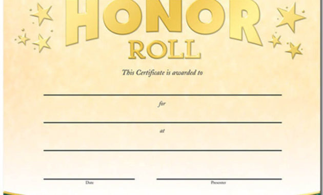 Honor Roll Certificate Template - Sample Professional Templates with Certificate Of Honor Roll  Templates