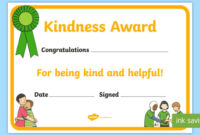 Kindness Award Certificate (Teacher Made) pertaining to Best Math Certificate Template 7 Excellence Award