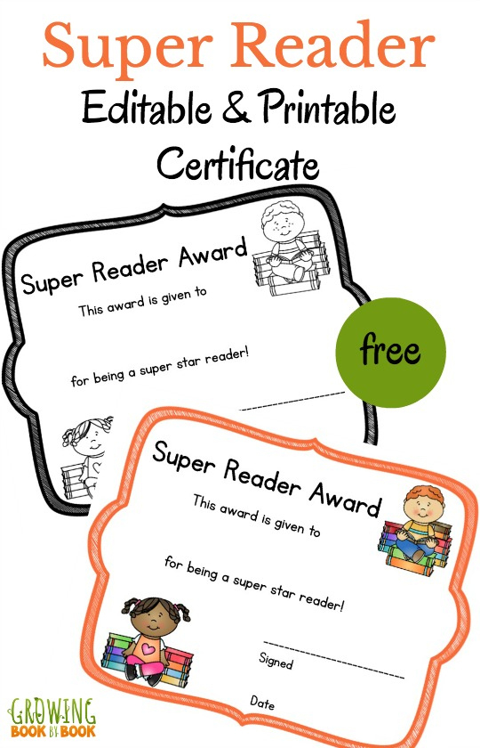 Literacy Printable Certificates That You Can Edit! pertaining to Super Reader Certificate Template