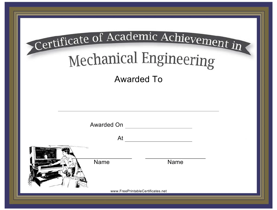 Mechanical Engineering Academic Achievement Certificate Template with regard to Robotics Certificate Template