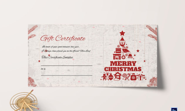 Merry Christmas Gift Certificate Template In Adobe Photoshop intended for Christmas Gift Certificate Template