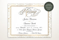 Modern Wedding Certificate, Printable Certificate Of Marriage, Editable pertaining to Stunning Marriage Certificate Editable Templates