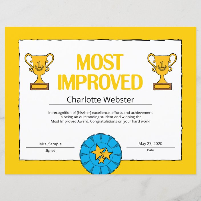 Most Improved Certificate Achievement Class Award | Zazzle regarding Winner Certificate Template  12 Designs