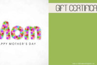 Mother'S Day Gift Certificate Templates regarding Mothers Day Gift Certificate Templates