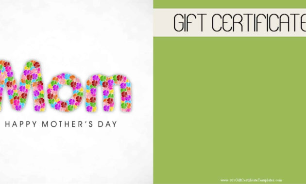 Mother'S Day Gift Certificate Templates regarding Mothers Day Gift Certificate Templates