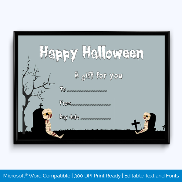 Mummy Themed Halloween Gift Certificate | Gift Certificate Template with Halloween Gift Certificate Template
