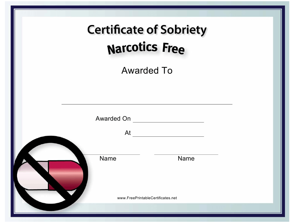 Narcotics Free Certificate Of Sobriety Template Download Printable Pdf within Simple Certificate Of Sobriety Template