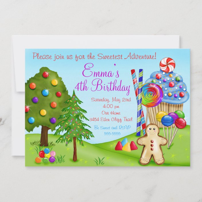 Oh Sweet Candy Land Birthday Cupcake Invitations | Zazzle inside Cupcake Certificate Template  7 Sweet Designs