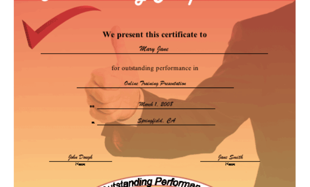 Outstanding Performance Certificate Printable Certificate within Free Outstanding Performance Certificate Template