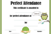 Perfect Attendance Award Certificates inside Perfect Attendance Certificate Template Editable