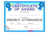 Perfect Attendance Certificate Template (4) – Templates Example with New Printable Perfect Attendance Certificate Template