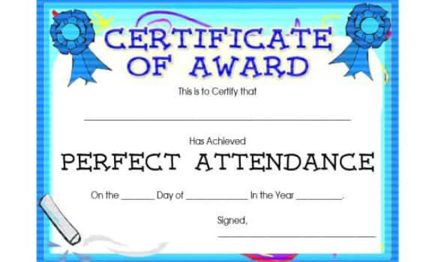 Perfect Attendance Certificate Template (4) - Templates Example with New Printable Perfect Attendance Certificate Template