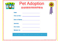Pet Adoption Certificate For The Kids To Fill Out About Their Pet pertaining to Fresh Dog Adoption Certificate Template