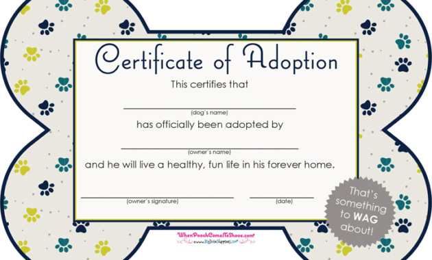 Pet Adoption Certificates Printable - Anna Blog pertaining to Dog Adoption Certificate Editable Templates