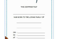 Pet Birth Certificate Templates Fillable [7+ Best Designs Free] regarding Amazing Cat Birth Certificate  Printable