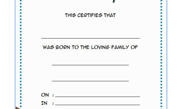 Pet Birth Certificate Templates Fillable [7+ Best Designs Free] regarding Amazing Cat Birth Certificate  Printable