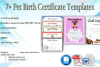 Pet Birth Certificate Templates Fillable [7+ Best Designs Free] within Fillable Birth Certificate Template