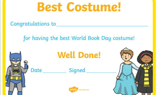 Pin On World Book Day intended for Best Dressed Certificate Templates