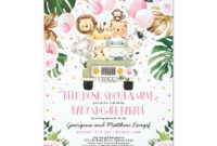 Pink Floral Safari Drivebaby Shower Parade Invitation | Zazzle intended for Fantastic Baby Shower Gift Certificate Template  7 Ideas
