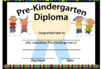 Pre-Kindergarten Graduation Diplomas Blank Graduation intended for Amazing Certificate For Pre K Graduation Template