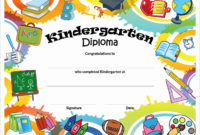 Preschool Graduation Certificate Templates Free Luxury Kindergarten within Pre Kindergarten Diplomas Templates Printable
